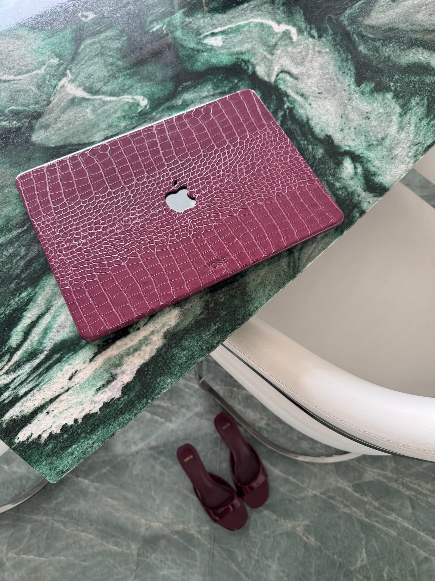 Macbook cover croco bordeaux