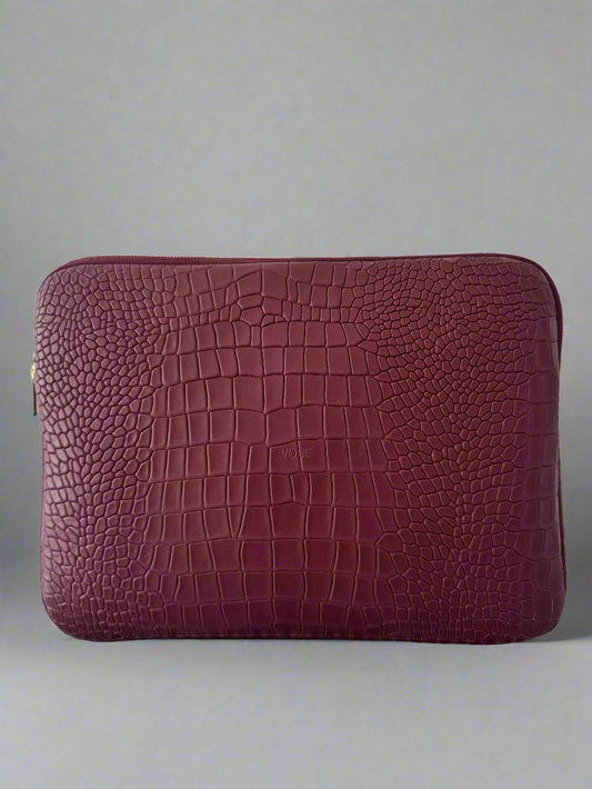 Laptop case croco bordeaux