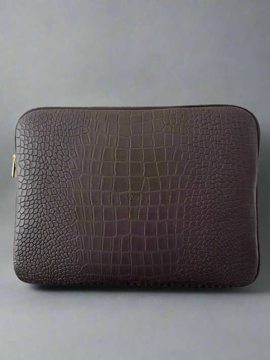 Laptop case croco brown